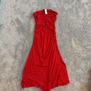 CELANDINE NWT Gabby Strapless Red Ruched Dress size L